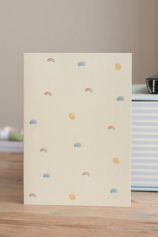 greeting card – sun, clouds, rainbows