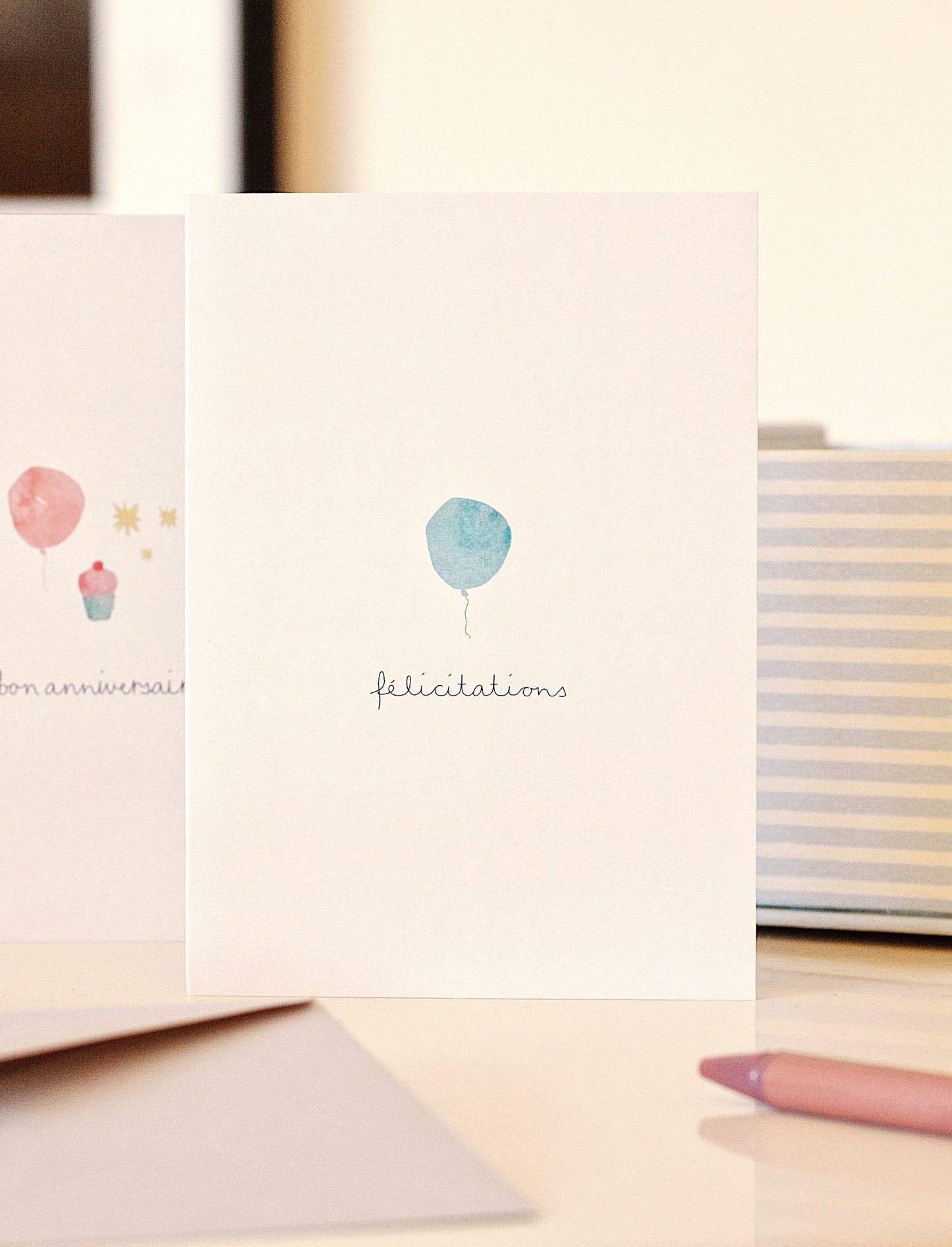 greeting card – félicitations – blue balloon