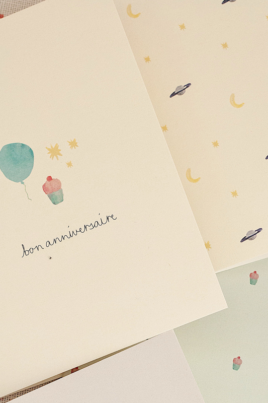 greeting card – bon anniversaire – blue balloon