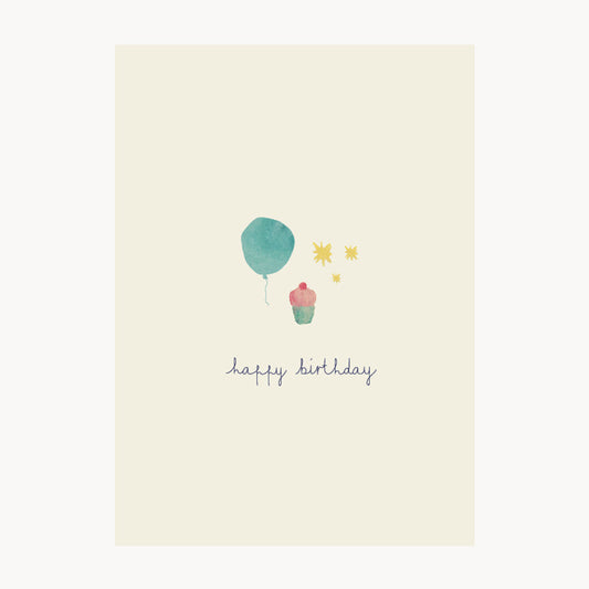 greeting card – happy birthday – blue balloon