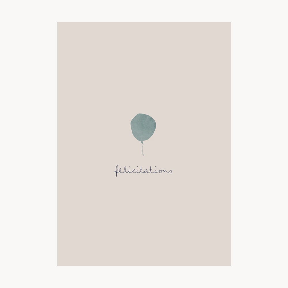 greeting card – félicitations – blue balloon