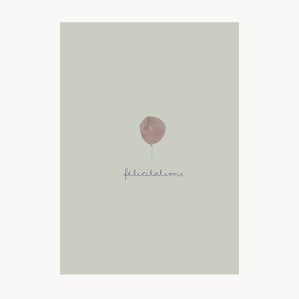 greeting card – félicitations – rose balloon