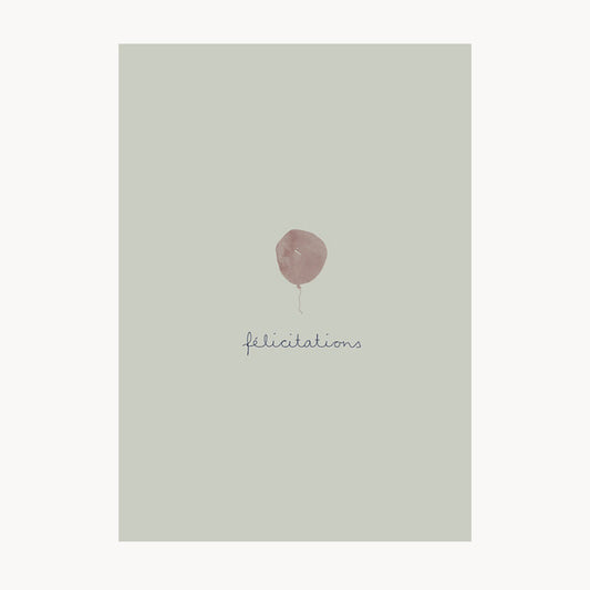 greeting card – félicitations – rose balloon